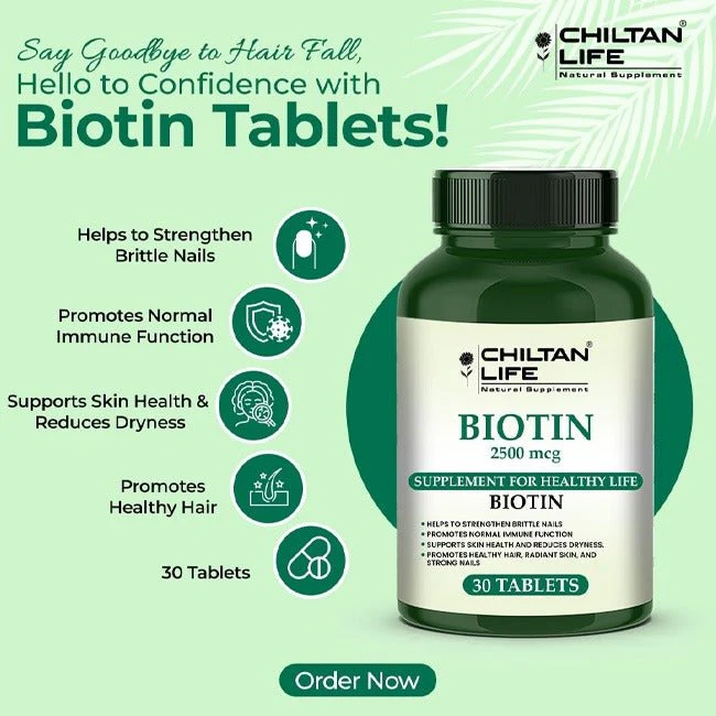 Biotin Vitamin Pills - 30 Biotin Tablets (2500mcg) - Image 2