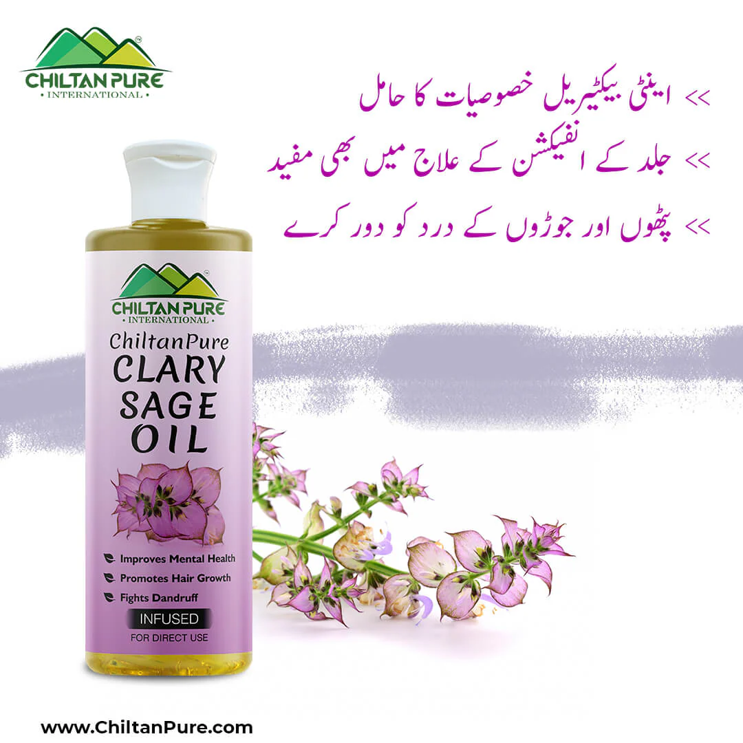 Clary Sage Infused Oil – Acts as an Aphrodisiac, Promotes Relaxation, Reduces Convulsions & Spasms 200ml - Image 3