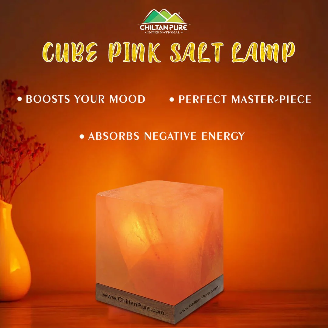 Cube Pink Salt Lamp [Large] – a necessity for the rest, Calming amber, boosts mood, creates relaxing environment -100% natural salt - Image 4