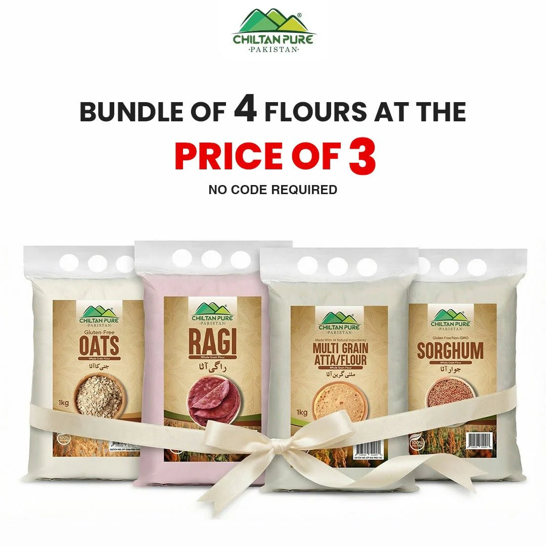 Bundle Of 4 Flour At The Price Of 3 / Oats Flour / Ragi Flour / Multi Grain Flour / Sorghum Flour
