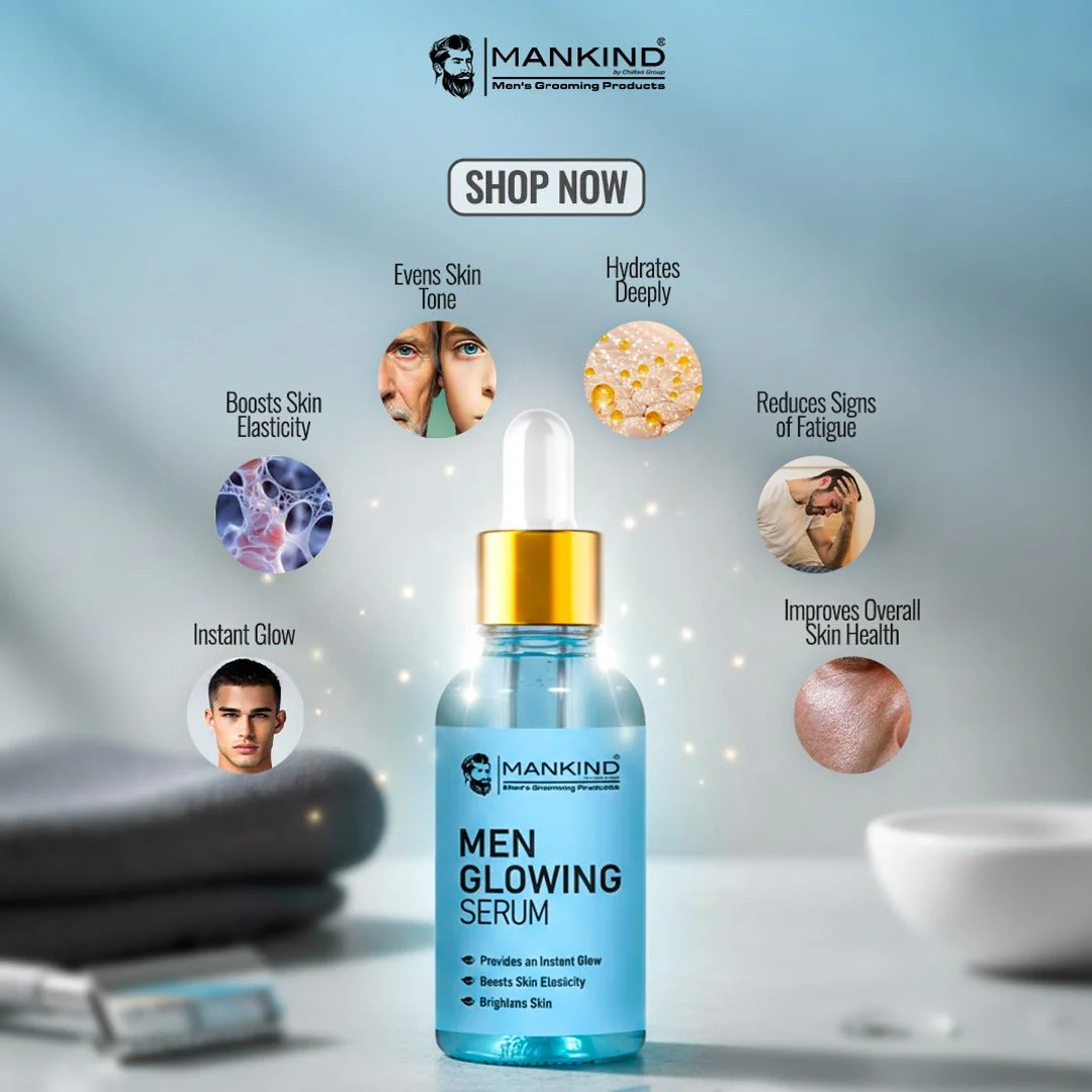 Men Glowing Serum – Brightens Complexion, Boosts Skin’s Elasticity, Provides an Irresistible Glow to Skin 30ml - Image 2