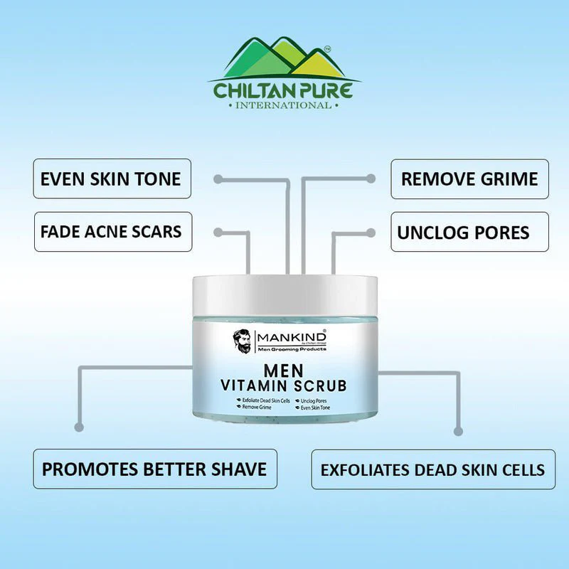 Men Vitamin Scrub – Exfoliates Dead Skin Cells, Remove Grime, Unclog Pores & Promotes Better Shave 100ml - Image 3