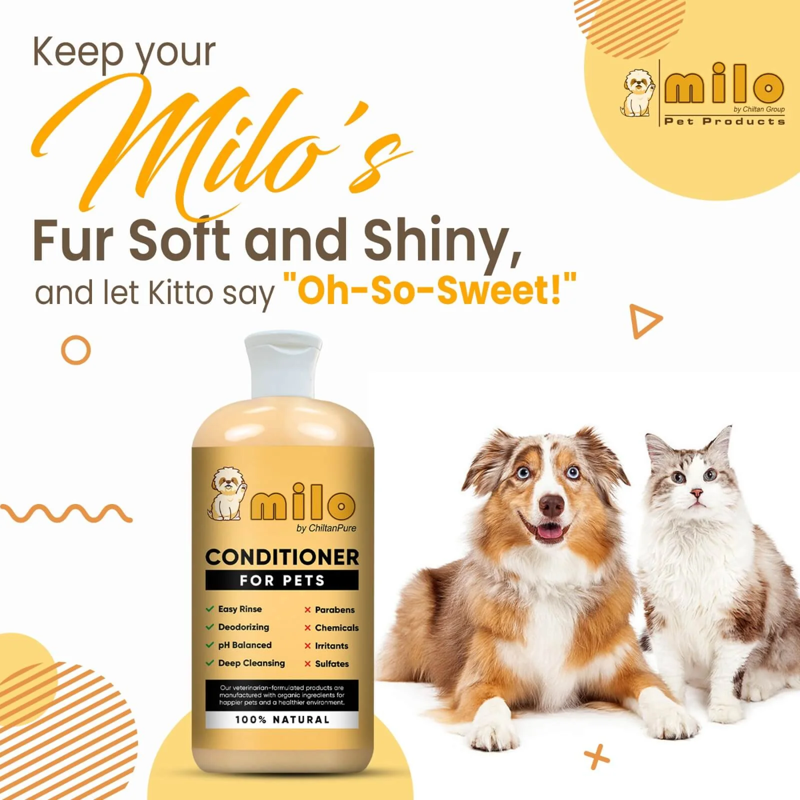 Milo Pet Conditioner – Nourishes Hair, Control Hair Fall, Prevent Itchiness, Gives Shiny Hair & Long – lasting Freshness 250ml - Image 5