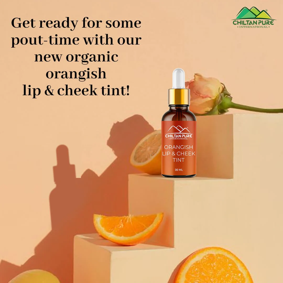 Orangish Lip Cheek Tint - Pure Organic Liquid stain for lips, cheeks eyelids - 100% Organic Lip Stain - Image 3