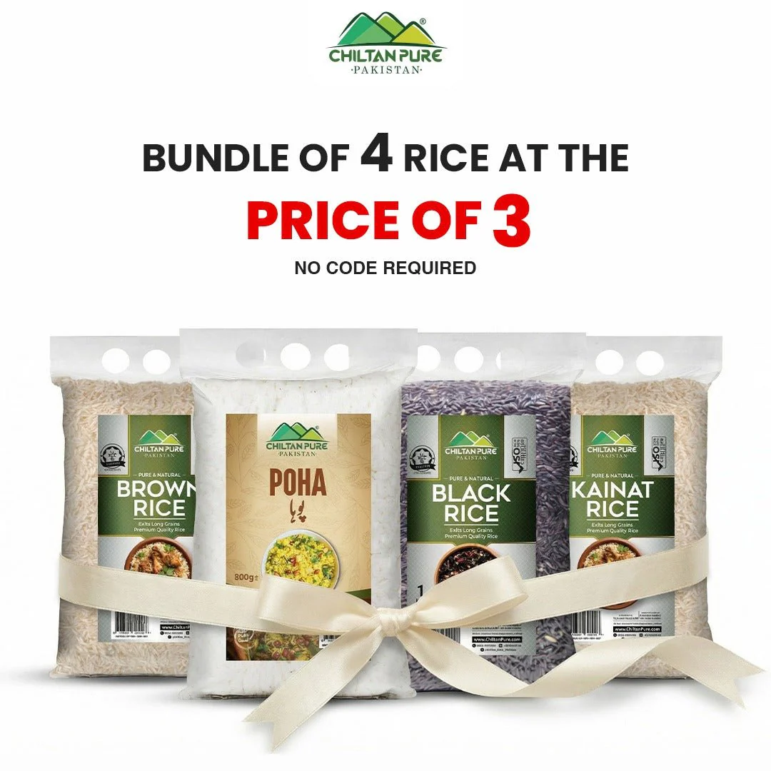 Bundle Of 4 Rice At The Price Of 3 / Black Rice / Brown Rice / Kainat Rice / Poha