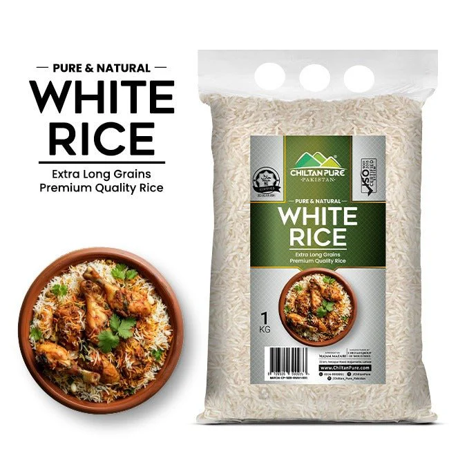 White Rice / (سفید چاول) / Premium Extra Long GrainFluffy Texture Natural Aroma 1kg